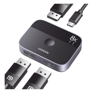 Conmutador DP 1.4 8K | Display Port Splitter 2 Entradas a 1 Salida | Bidireccional | 3D | HDR10+ | Dolby Atmos | 240Hz | 48Gbps | Compatible Free-Sync/G-Syng | Sincronización de Audio | Potentes Chips de Última Generación.