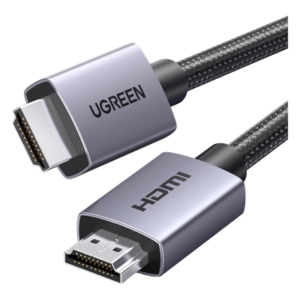 Cable HDMI 2.0 de Nylon Trenzado | 1 m | 4K@60Hz | ARC | Dolby ATMOS | True HD | DTS HD | HDR | 3D Inversivo | 3 modos de Visualización | 3 Capas de Protección + 4 de Blindaje | Niquelado | Carcasa de Aluminio.