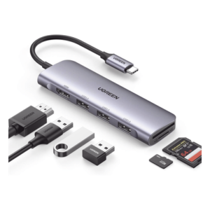 Docking Station USB-C / 6 en 1 / HDMI 4K@30Hz / 3 Puertos USB 3.0 / Lector SD + Micro SD / Aluminio