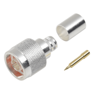 Conector N Macho / Anillo plegable / LMR-400, 9913, CNT-400, RG8/U-SYS, RFLASH-1113, 8214 / Cuerpo bronce plateado / Contacto oro