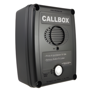 Callbox Inalámbrico UHF / 450-470 MHz / Gabinete de Policarbonato Resistente / PTT Antivandálico / Grabación de Mensajes / Uso en Exteriores
