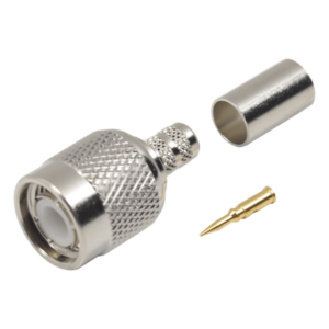 Conector Coaxial TNC Macho / Anillo Plegable / Cables RG-58/U, RG-142/U, LMR-195 / Níquel / Oro / Teflón