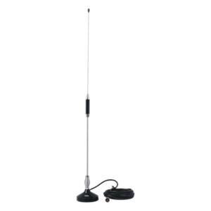 Antena Móvil CB / Banda Civil 26.960 - 27.400 MHz / Acero Inoxidable / Base Magnética / Cable RG58 5 m / 61 cm (24 in)