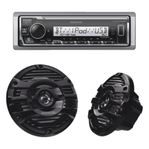 Kit Estéreo Marino / Bluetooth / Bocinas 6.5" / 50 W RMS / Ecualizador 13 Bandas / 3 Salidas Preamp 4.0V
