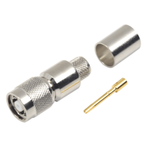 Conector Coaxial TNC Macho Inverso / Anillo Plegable / Compatibilidad RG-8/U, LMR-400, CNT-400 / Cuerpo Bronce Niquelado / Contacto Oro / Aislante Teflón