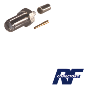 Conector Coaxial SMA Hembra / Anillo Plegable / Para Cable RG-58/U / Cuerpo Bronce Niquelado / Contacto Oro / Aislante Teflón