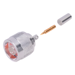 Conector Coaxial N Macho / Anillo Plegable / Cable RG-142/U / Cuerpo Bronce Plateado / Contacto Oro / Aislante Teflón
