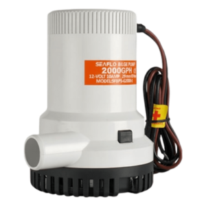 Bomba de Achique / 2000 GPH (7571 LPH) / 12V CD / Eje de Acero Inoxidable / Operación en Seco / Anti-Airlock / Certificación ISO 8849