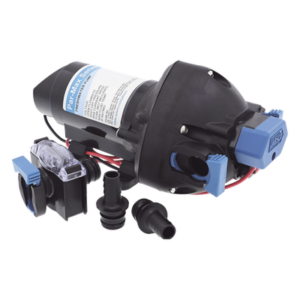 Bomba de Agua a Presión / 12 Vcd / Caudal 7 L/min (1.5 GPM) / Presión 2-35 psi / Autocebante 1.8 m (5.9 ft) / Sin Tanque Acumulador