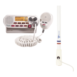 Kit de radio marina / 25 W / Antena fibra de vidrio 2.4 m / 7.9 ft / Cable RG-58 4.5 m / 14.8 ft / DSC / Triple cobertura canales