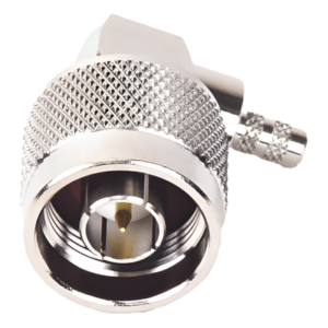Conector Coaxial N Macho / Ángulo Recto / Anillo Plegable / Cables RG-58/U, RG-142/U, LP-195 / Níquel / Oro / Teflón