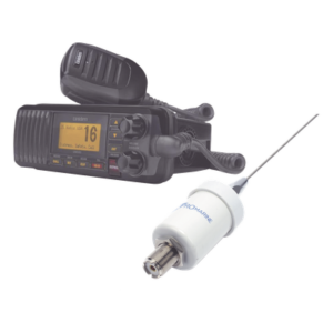 Kit de radio marina con antena de fibra de vidrio / 25W / GPS integrado / IPX4 / Cable 4.5 m (14.8 ft)