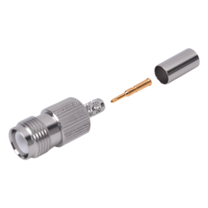 Conector Coaxial TNC / Hembra Inverso / Anillo Plegable / Para Cable RG-142/U / Contacto Oro 50 μm / Aislante Teflón