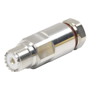 Conector UHF Hembra SO-239 / Rosca / Frecuencia 0-300 MHz / Cables LP-450A, LDF4-50A / Bronce Blanco / Teflón PTFE