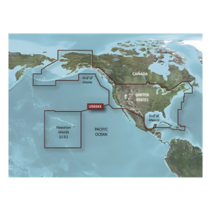 Mapa náutico / Cobertura costera EE.UU., Canadá oeste, Caribe / Contornos 1' / Sombreado 10 rangos / Auto ruta / Datos Garmin y Navionics