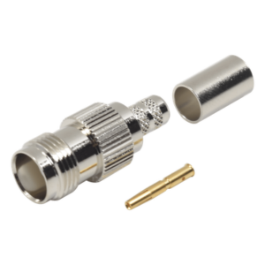 Conector RF Coaxial / TNC Hembra / Anillo Plegable / Cables RG-8/X, LMR-240 / Níquel-Oro-Delrin