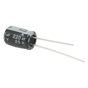 Capacitor Electrolítico Radial / 220 µF / 25 Vcc / 105 °C / 8 x 11 mm / 2000 h Durabilidad
