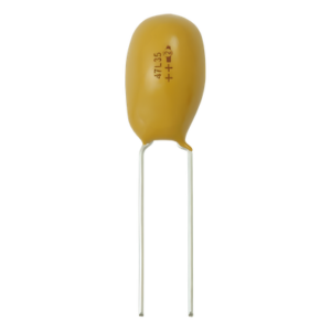 Capacitor de Tántalo / 2.2 µF (2200 nF) / 25 Vcc / Tolerancia 10% / Radial 2.54 mm (0.1 in) / -55°C a +125°C