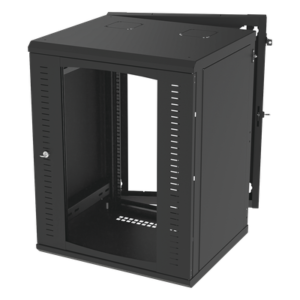 Gabinete de Pared Abatible / Rack 19" 16U / Cristal Templado / Carga 70 kg / Ventilación Opcional