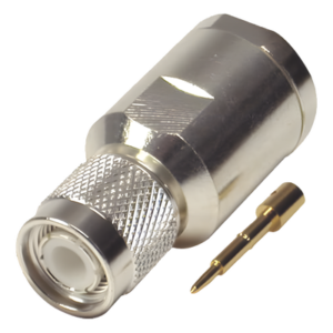 Conector Coaxial TNC Macho / 50 Ohm / Rosca / Para Cable LMR-400 y Equivalentes / Cuerpo Bronce Plateado / Contacto Oro / Aislante Teflón
