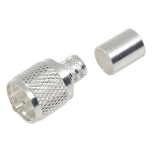 Conector UHF Macho / Anillo Plegable Largo / Cuerpo Bronce Plateado / Aislante Teflón / Cables RG-8/U, RG-214/U, Belden 8268