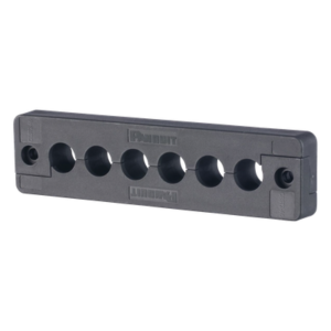 Pasacables de 6 Orificios en Línea 4.41" X 0.67" IP65, para Cables Terminados, Color Negro