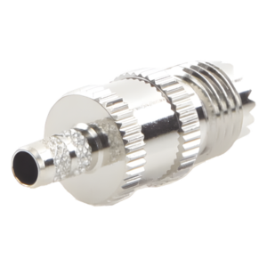 Conector RF Mini UHF Hembra / Anillo Plegable / Cables RG-58/U y RG-142/U / Cuerpo Níquel / Contacto Plata / Aislante Delrin