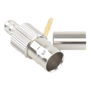 Conector BNC Hembra / 75 Ohm / Anillo Plegable / RG-59/U / Níquel-Oro-Delrin / 28.80 mm
