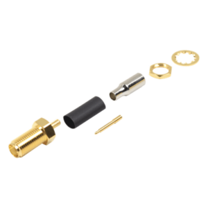 Conector SMA Hembra Inverso / Chasis D-Plano / Anillo Plegable RG-316 / Cuerpo Niquelado / Contacto Plateado