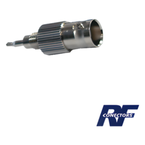Adaptador de Radio en Línea / BNC Hembra a Plug Fono / Cuerpo Niquelado / Contacto Oro / Aislante Teflón / Compatible Motorola GP350/GP300/P110/SP120