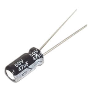 Capacitor Electrolítico de Aluminio / 47 µF / 50 Vcc / 105 °C / ESR 0.14 Ω / 6.3 x 11 mm
