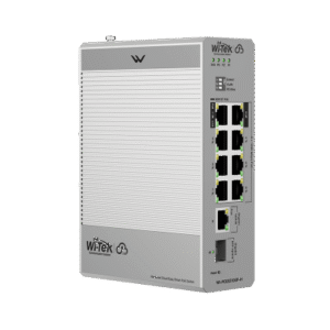 Switch Industrial PoE / 8 Puertos Gigabit PoE / 270W Budget / Uplink SFP / DIN-Rail / -30°C a 65°C / Fanless