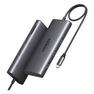 Docking Station USB-C 10 en 1 / Dual HDMI 4K 60Hz y 8K 30Hz / Carga PD 100W / Ethernet Gigabit / USB 3.0 / Lector SD-TF