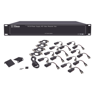 Kit Transceptor Activo / 16 Canales / Video + Potencia por UTP / 4K a 150 m (492.1 ft) / Rack 19" / HD-TVI/CVI/AHD/CVBS