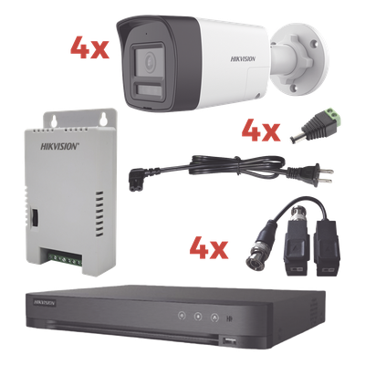 Kit de Videovigilancia TurboHD / DVR 4 Canales + 1 IP / 4 Cámaras Bala 2 Megapixel / Audio Bidireccional / Dual Light 30 m (98.4 ft) + IR 20 m (65.6 ft) / Fuente Regulada 12-15 VCC