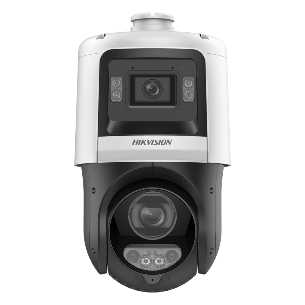 PTZ IP TandemVu / 4 Megapixel + 4 Megapixel / Zoom Óptico 25X / IR 100 m (328.1 ft) + Luz Blanca 30 m (98.4 ft) / DarkFighter / IP67 / PoE+