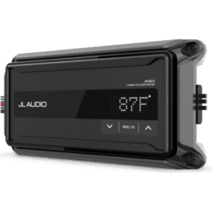 Amplificador Náutico Compacto / 4 Canales / Clase D / 150 W x 2 Puenteado / IP67 / 9-16 VDC / Filtros Paso Alto/Bajo / Refuerzo de Graves / JL Audio AP