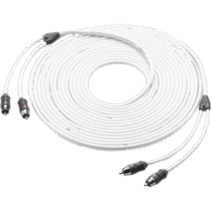 Cable de Interconexión de Audio Náutico JL Audio / 2 Canales / Longitud 7.62 m (25 ft) / Conectores 2 RCA Macho en Cada Extremo / Conductores OFC / Par Trenzado / Aislamiento de Polietileno / Cubierta PVC Flexible / Contactos de Latón