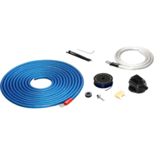 Kit de Conexión de Alimentación Premium / 4 AWG Real / 12 V / Un Amplificador / Conductor de Cobre OFC / Portafusible hasta 100 A / Fusible MAXI 80 A / Cable de Alimentación 5.8 m (19 ft) / Cable de Tierra 0.9 m (3 ft) / Cable Remoto