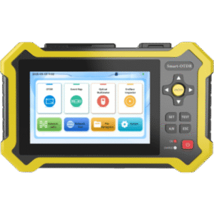 OTDR Touch para Pruebas en Enlaces Fibra Óptica Activos (Prueba de Fibra Viva) / 3 Longitudes de Onda / Integra Función OPM / Integra Función VFL 5mW / Recargable / Distancia de Prueba hasta 260 Kilómetros