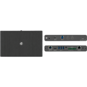 Switcher Automático 2×1 USB-C/HDMI | 4K60 4:4:4 18 Gbps HDCP 2.3 | HDBaseT 3.0 TX/RX hasta 40 m (131.2 ft) | USB 3.2 Gen 2 10 Gbps | Carga USB-C PD 60 W | Audio Balanceado con De-embedding | RS-232, IR y GPIO / Mega Tool