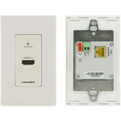 Transmisor Wall-Plate HDMI 4K HDR | PoC sobre DGKat 2.0 | Tamaño US 1-Gang | Marcos Decora Blanco y Negro