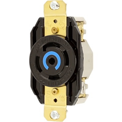 Receptáculo Empotrable Industrial con Bloqueo de Media Vuelta 30 A 120/208 V CA / Trifásico en estrella/ 4 Polos 5 Hilos con Puesta a Tierra / NEMA L21-30R / Terminal de Tornillo / Negro / Nylon de Alto Impacto Resistente al Abuso / Montaje